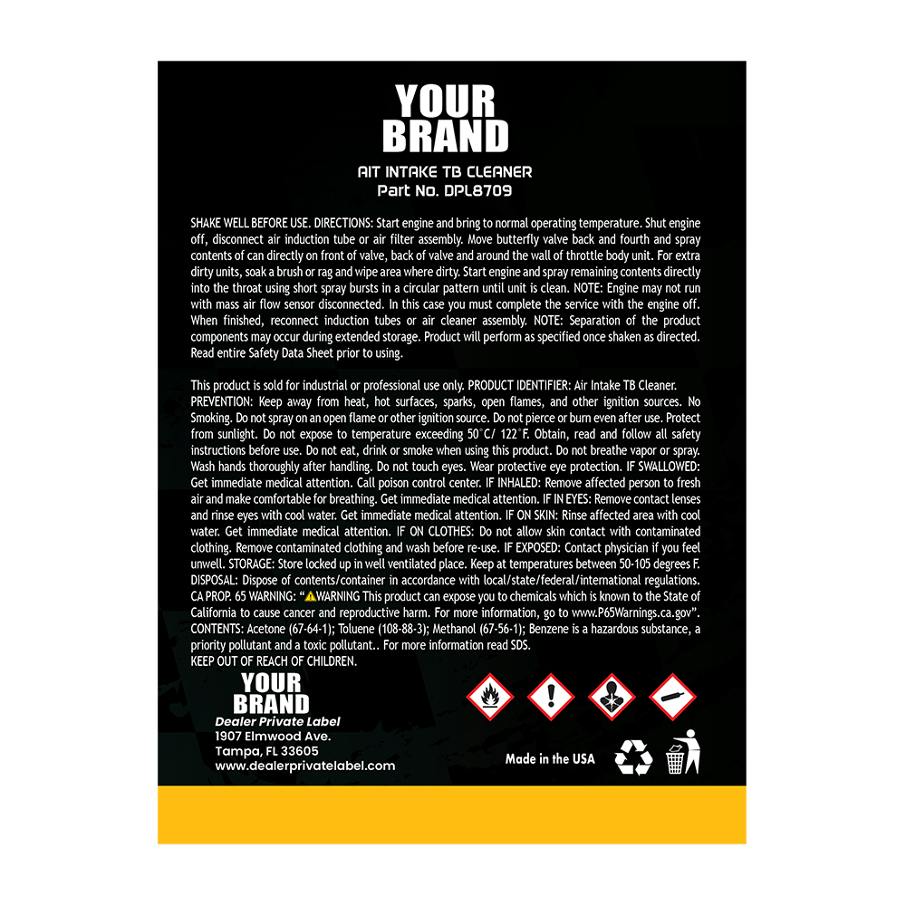 dpl8709 5oz air intake tb cleaner label dpl8709 5oz air intake tb cleaner label